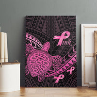 Breast Cancer Awareness Canvas Wall Art Pink Ribbon Turtle Polynesian Pattern Black
