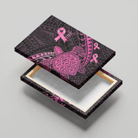 Breast Cancer Awareness Canvas Wall Art Pink Ribbon Turtle Polynesian Pattern Black