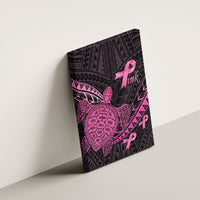 Breast Cancer Awareness Canvas Wall Art Pink Ribbon Turtle Polynesian Pattern Black