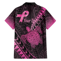 Breast Cancer Awareness Personalised Family Matching Puletasi and Hawaiian Shirt Pink Ribbon Turtle Polynesian Pattern Black LT22 - Polynesian Pride