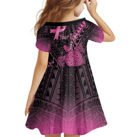 Breast Cancer Awareness Personalised Family Matching Summer Maxi Dress and Hawaiian Shirt Pink Ribbon Turtle Polynesian Pattern Black