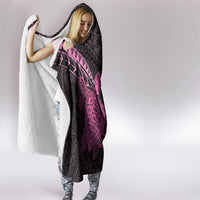 Breast Cancer Awareness Hooded Blanket Pink Ribbon Turtle Polynesian Pattern Black