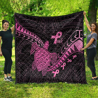 Breast Cancer Awareness Quilt Pink Ribbon Turtle Polynesian Pattern Black
