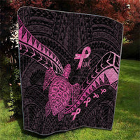 Breast Cancer Awareness Quilt Pink Ribbon Turtle Polynesian Pattern Black