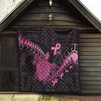 Breast Cancer Awareness Quilt Pink Ribbon Turtle Polynesian Pattern Black