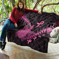 Breast Cancer Awareness Quilt Pink Ribbon Turtle Polynesian Pattern Black