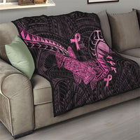 Breast Cancer Awareness Quilt Pink Ribbon Turtle Polynesian Pattern Black