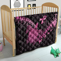 Breast Cancer Awareness Quilt Pink Ribbon Turtle Polynesian Pattern Black