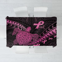 Breast Cancer Awareness Tablecloth Pink Ribbon Turtle Polynesian Pattern Black