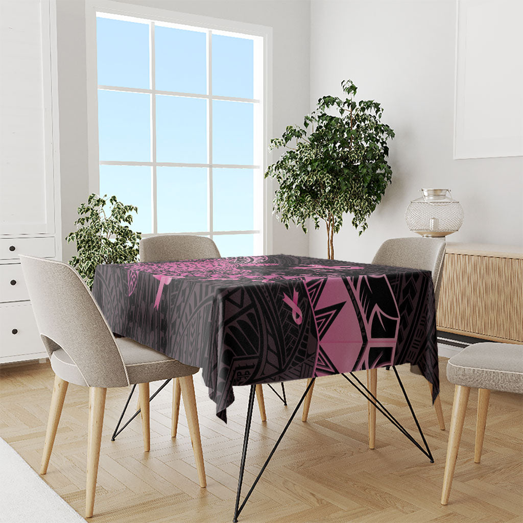 Breast Cancer Awareness Tablecloth Pink Ribbon Turtle Polynesian Pattern Black