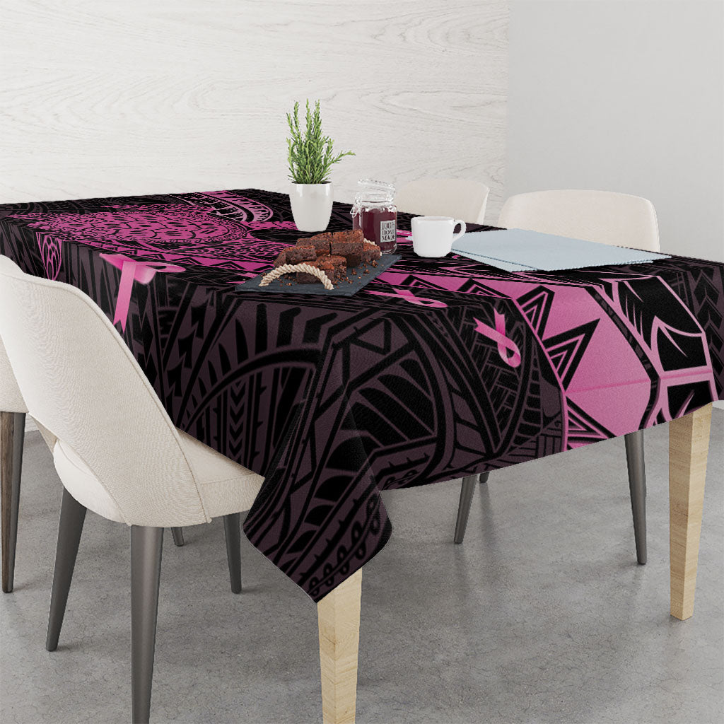 Breast Cancer Awareness Tablecloth Pink Ribbon Turtle Polynesian Pattern Black