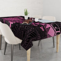 Breast Cancer Awareness Tablecloth Pink Ribbon Turtle Polynesian Pattern Black