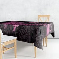 Breast Cancer Awareness Tablecloth Pink Ribbon Turtle Polynesian Pattern Black