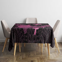 Breast Cancer Awareness Tablecloth Pink Ribbon Turtle Polynesian Pattern Black