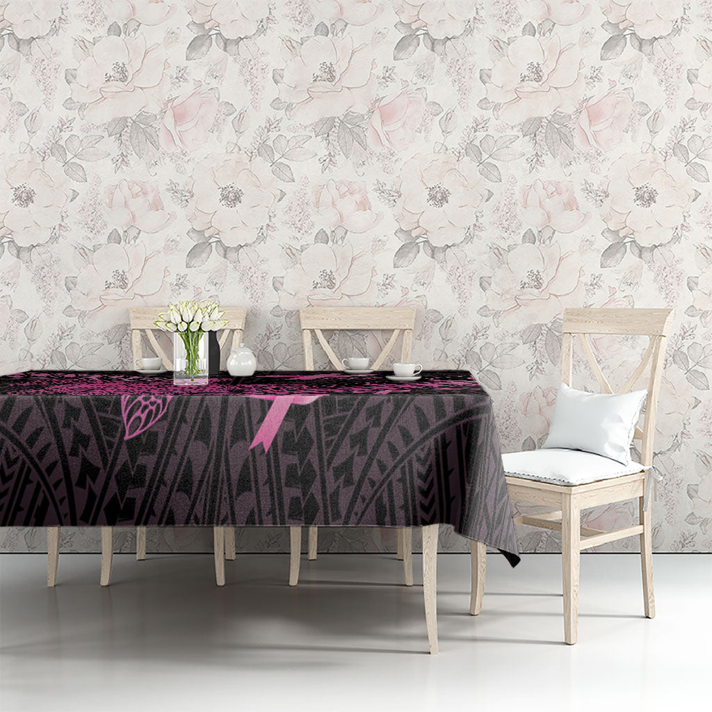 Breast Cancer Awareness Tablecloth Pink Ribbon Turtle Polynesian Pattern Black