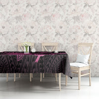Breast Cancer Awareness Tablecloth Pink Ribbon Turtle Polynesian Pattern Black