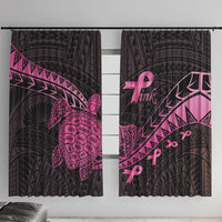 Breast Cancer Awareness Window Curtain Pink Ribbon Turtle Polynesian Pattern Black