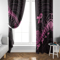 Breast Cancer Awareness Window Curtain Pink Ribbon Turtle Polynesian Pattern Black