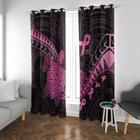 Breast Cancer Awareness Window Curtain Pink Ribbon Turtle Polynesian Pattern Black