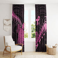 Breast Cancer Awareness Window Curtain Pink Ribbon Turtle Polynesian Pattern Black