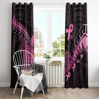 Breast Cancer Awareness Window Curtain Pink Ribbon Turtle Polynesian Pattern Black