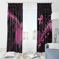 Breast Cancer Awareness Window Curtain Pink Ribbon Turtle Polynesian Pattern Black