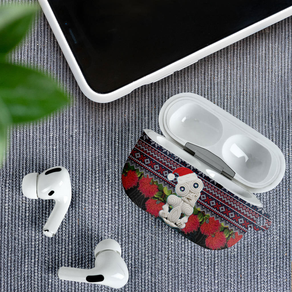 New Zealand Hei Tiki Christmas In July AirPods Case Pohutukawa Santa Xmas Polynesian Pattern