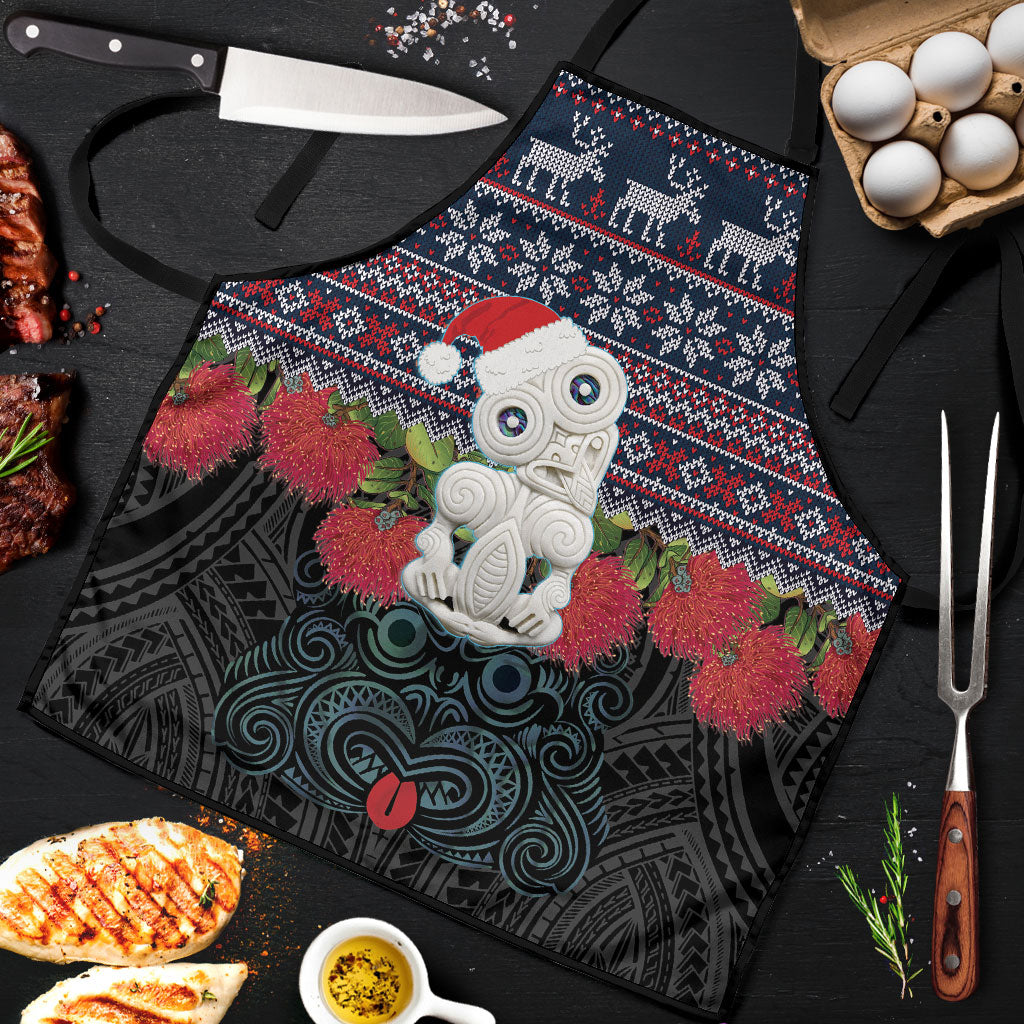 New Zealand Hei Tiki Christmas In July Apron Pohutukawa Santa Xmas Polynesian Pattern