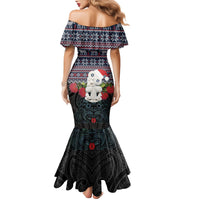 New Zealand Hei Tiki Christmas In July Family Matching Mermaid Dress and Hawaiian Shirt Pohutukawa Santa Xmas Polynesian Pattern LT22 - Polynesian Pride