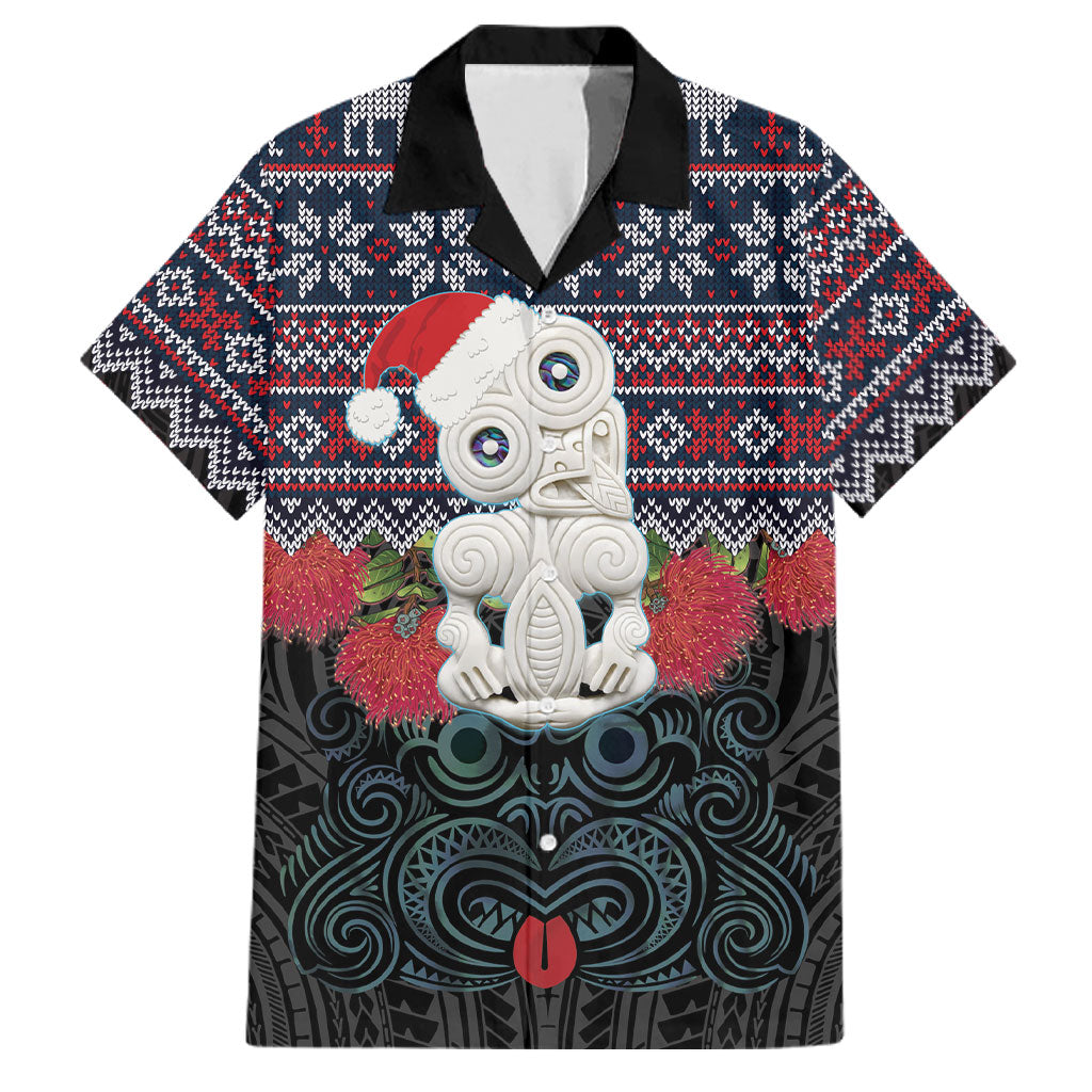 New Zealand Hei Tiki Christmas In July Family Matching Tank Maxi Dress and Hawaiian Shirt Pohutukawa Santa Xmas Polynesian Pattern