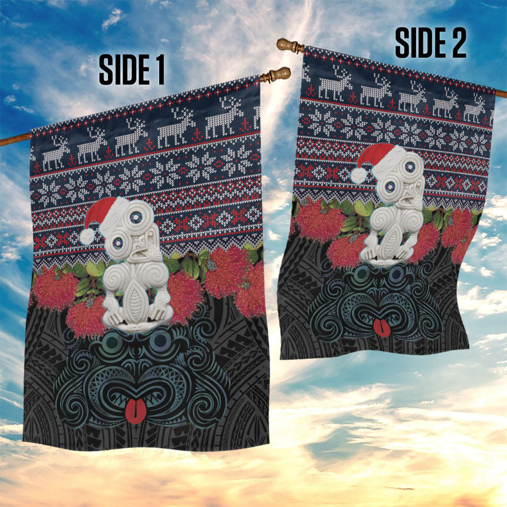 New Zealand Hei Tiki Christmas In July Garden Flag Pohutukawa Santa Xmas Polynesian Pattern