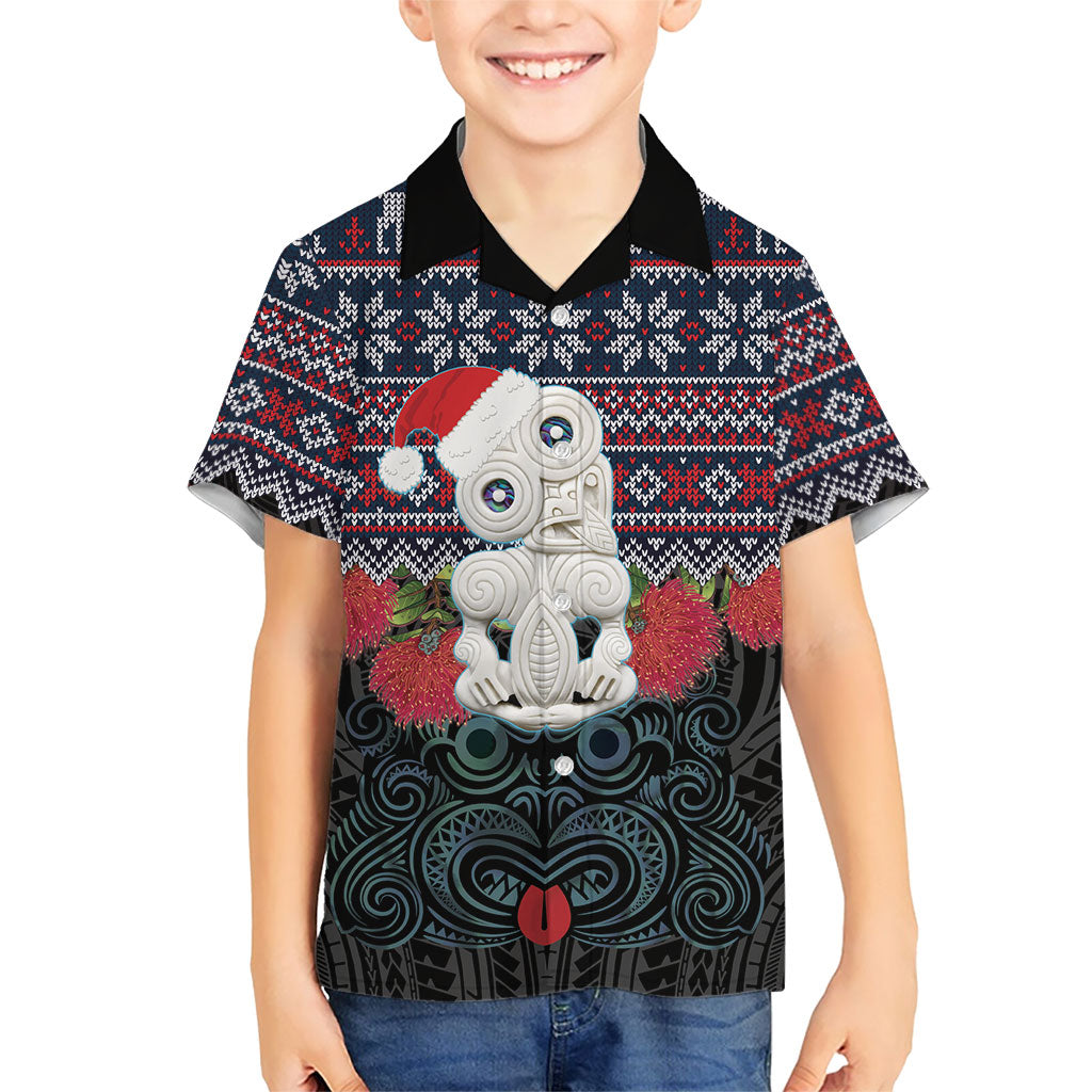 New Zealand Hei Tiki Christmas In July Hawaiian Shirt Pohutukawa Santa Xmas Polynesian Pattern