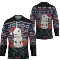 New Zealand Hei Tiki Christmas In July Hockey Jersey Pohutukawa Santa Xmas Polynesian Pattern