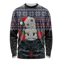 New Zealand Hei Tiki Christmas In July Long Sleeve Shirt Pohutukawa Santa Xmas Polynesian Pattern