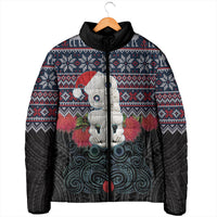 New Zealand Hei Tiki Christmas In July Padded Jacket Pohutukawa Santa Xmas Polynesian Pattern