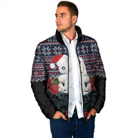 New Zealand Hei Tiki Christmas In July Padded Jacket Pohutukawa Santa Xmas Polynesian Pattern
