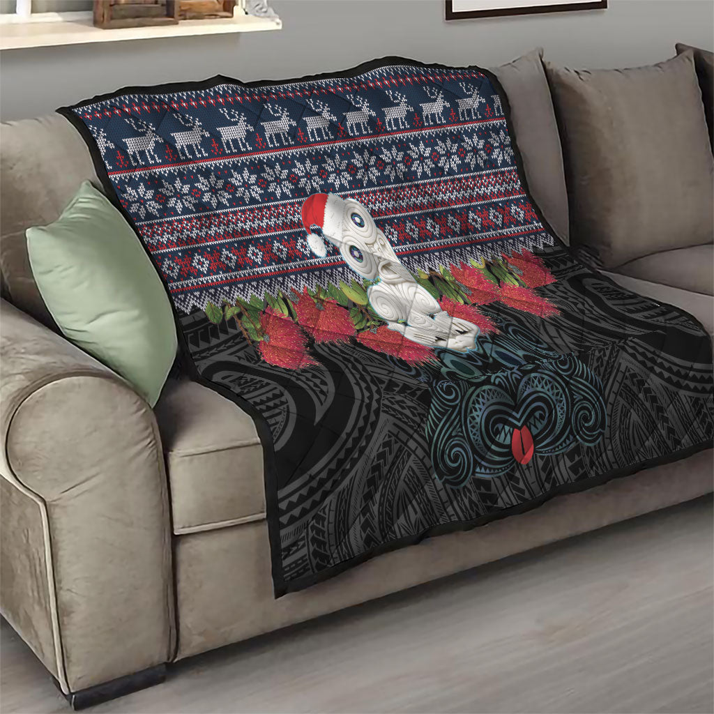New Zealand Hei Tiki Christmas In July Quilt Pohutukawa Santa Xmas Polynesian Pattern
