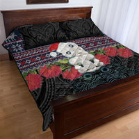 New Zealand Hei Tiki Christmas In July Quilt Bed Set Pohutukawa Santa Xmas Polynesian Pattern