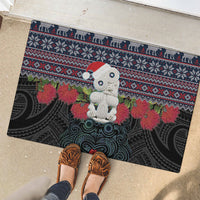 New Zealand Hei Tiki Christmas In July Rubber Doormat Pohutukawa Santa Xmas Polynesian Pattern