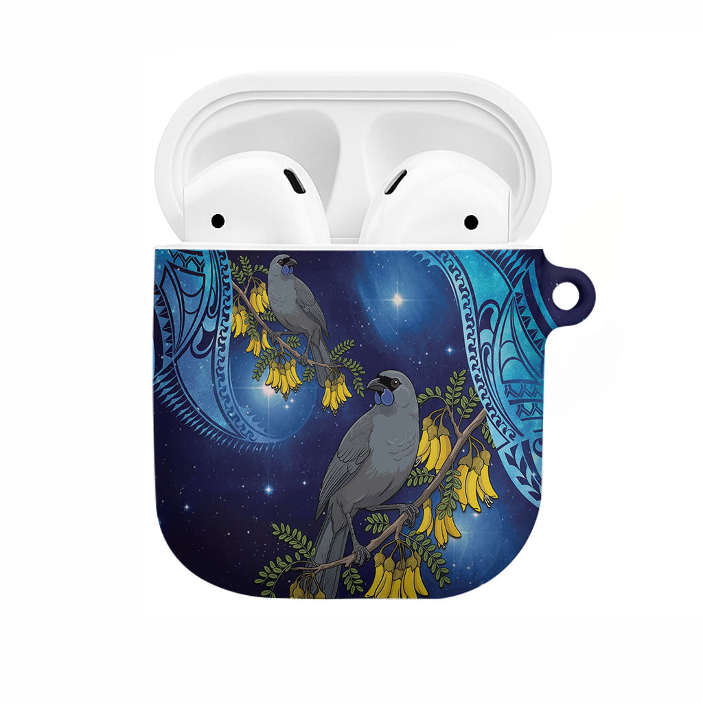 New Zealand Kokako Bird AirPods Case Kowhai Galaxy Style Polynesian Pattern