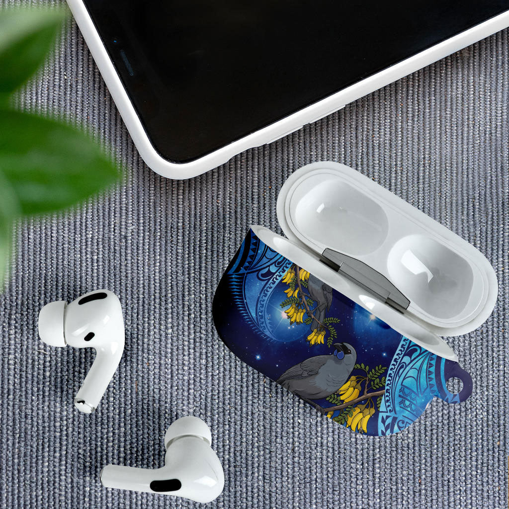 New Zealand Kokako Bird AirPods Case Kowhai Galaxy Style Polynesian Pattern