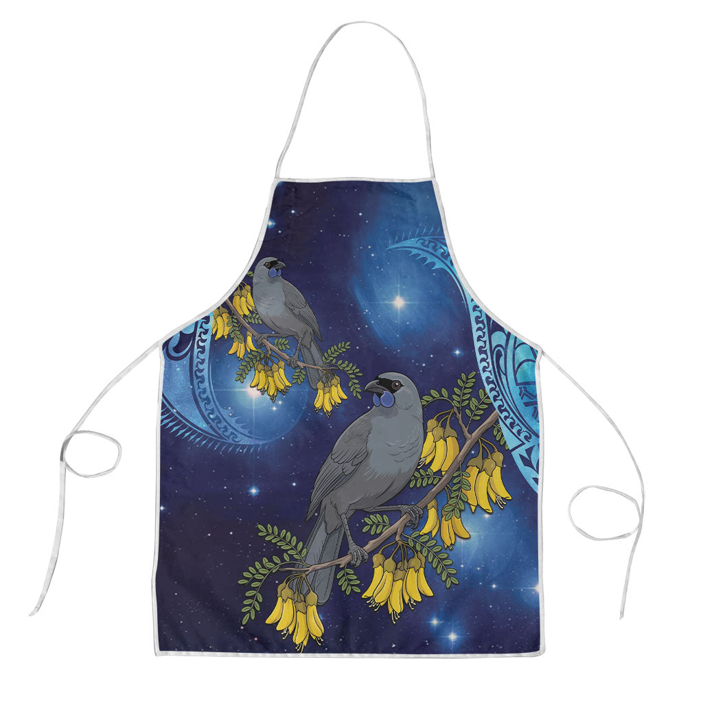 New Zealand Kokako Bird Apron Kowhai Galaxy Style Polynesian Pattern