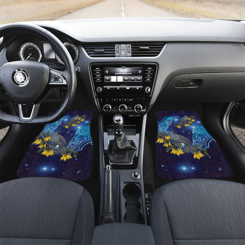 New Zealand Kokako Bird Car Mats Kowhai Galaxy Style Polynesian Pattern