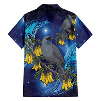 New Zealand Kokako Bird Family Matching Short Sleeve Bodycon Dress and Hawaiian Shirt Kowhai Galaxy Style Polynesian Pattern