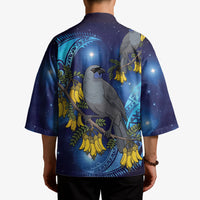 New Zealand Kokako Bird Kimono Kowhai Galaxy Style Polynesian Pattern
