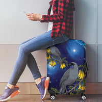 New Zealand Kokako Bird Luggage Cover Kowhai Galaxy Style Polynesian Pattern