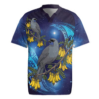 New Zealand Kokako Bird Rugby Jersey Kowhai Galaxy Style Polynesian Pattern