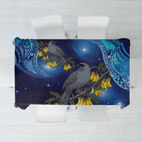 New Zealand Kokako Bird Tablecloth Kowhai Galaxy Style Polynesian Pattern