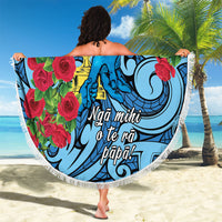 New Zealand Father's Day Beach Blanket Best Dad Trophy Red Rose Maori Pattern LT22 - Polynesian Pride