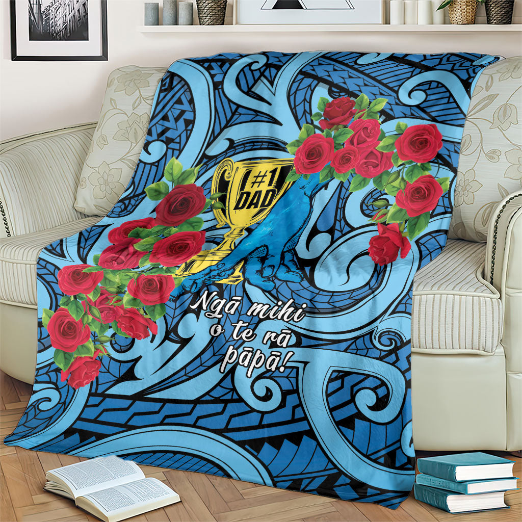 New Zealand Father's Day Blanket Best Dad Trophy Red Rose Maori Pattern LT22 - Polynesian Pride